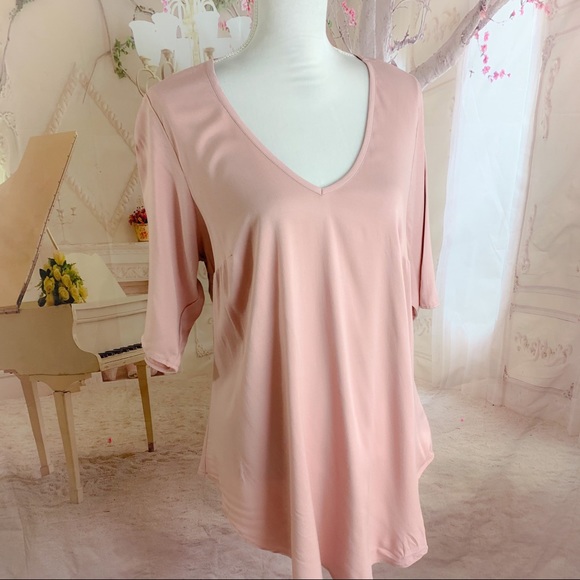 NEW TORRID DUSTY PINK STRETCH CHALLIS FAVORITE TUNIC TEE - Picture 6 of 13